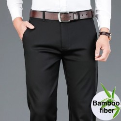 Autumn New Men's Bamboo Fiber Casual Pants Classic Style Business Fashion Khaki Stretch Cotton Trousers Male Brand Clothes