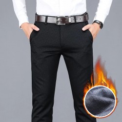 2020 winter new men's warm casual pants Business fashion Fleece thick plaid trousers Office stretch pants male Brand