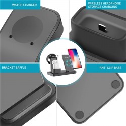 3 IN 1 Qi Wireless Charger Holder For Apple Watch For iPhone For Apple AirPods Accessories For Samsung Phone Charger Pad 19Apr5
