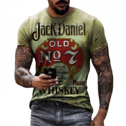 2021 Men's Summer, Popular in Europe and America, 3D Splash-ink Printing Funny Polyester T-shirt, Fashionable Casual Round Neck