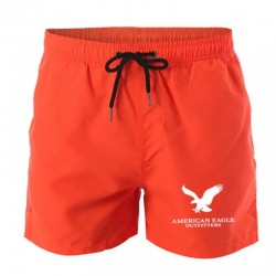Men's orange printed casual shorts Eagle printed sports shorts Men's outdoor jogging solid color shorts quick-drying beach short